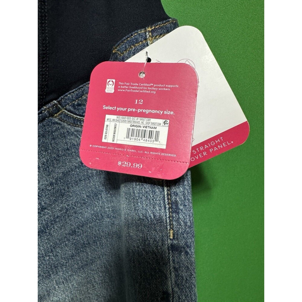 Isabel Maternity Jeans Vintage Straight Crossover Panel Size 12 NWT